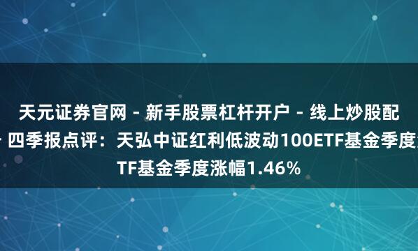 天元证券官网 - 新手股票杠杆开户 - 线上炒股配资如何注册 四季报点评：天弘中证红利低波动100ETF基金季度涨幅1.46%
