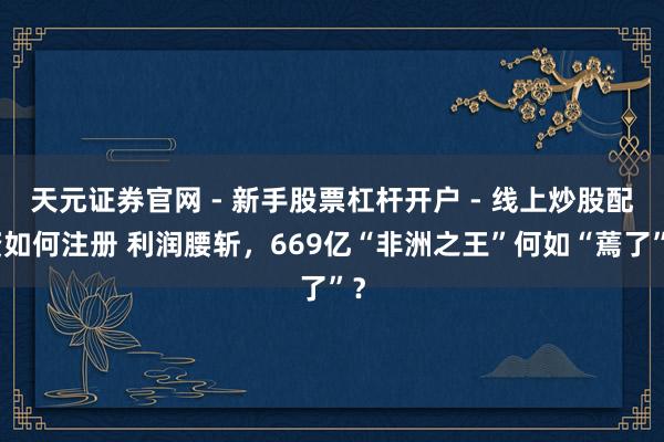 天元证券官网 - 新手股票杠杆开户 - 线上炒股配资如何注册 利润腰斩，669亿“非洲之王”何如“蔫了”？