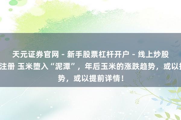 天元证券官网 - 新手股票杠杆开户 - 线上炒股配资如何注册 玉米堕入“泥潭”，年后玉米的涨跌趋势，或以提前详情！