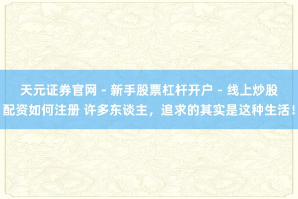 天元证券官网 - 新手股票杠杆开户 - 线上炒股配资如何注册 许多东谈主，追求的其实是这种生活！