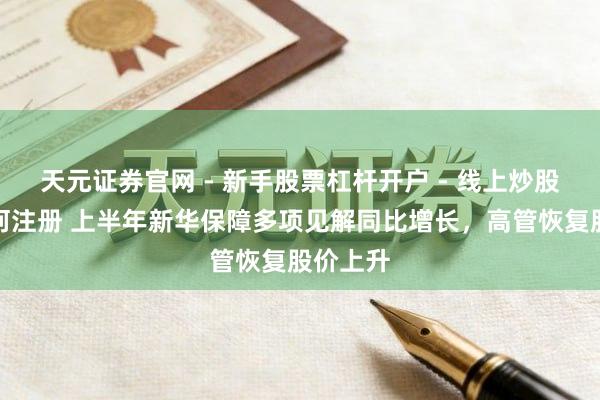 天元证券官网 - 新手股票杠杆开户 - 线上炒股配资如何注册 上半年新华保障多项见解同比增长，高管恢复股价上升