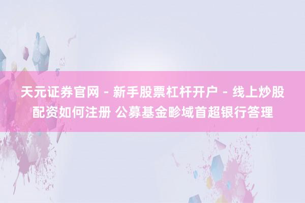 天元证券官网 - 新手股票杠杆开户 - 线上炒股配资如何注册 公募基金畛域首超银行答理