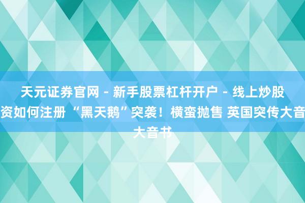 天元证券官网 - 新手股票杠杆开户 - 线上炒股配资如何注册 “黑天鹅”突袭！横蛮抛售 英国突传大音书