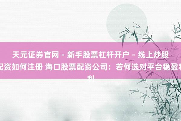 天元证券官网 - 新手股票杠杆开户 - 线上炒股配资如何注册 海口股票配资公司：若何选对平台稳盈利